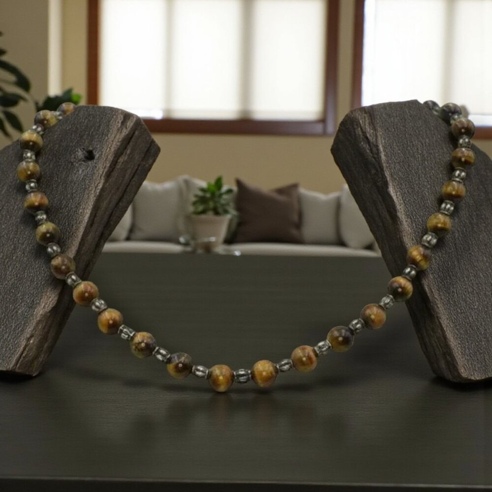 Vintage Tiger Eye & Silver Bead Choker